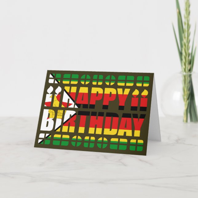Zimbabwe Flag Birthday Card (Front)