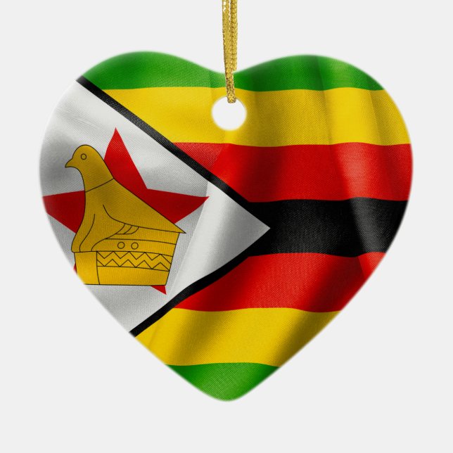 Zimbabwe Flag Ceramic Heart Decoration (Front)