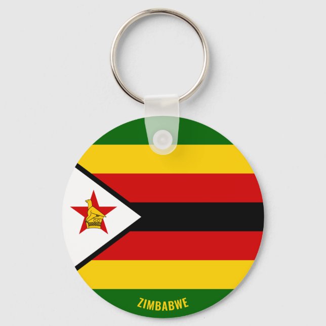 Zimbabwe Flag Charming Patriotic Key Ring (Front)
