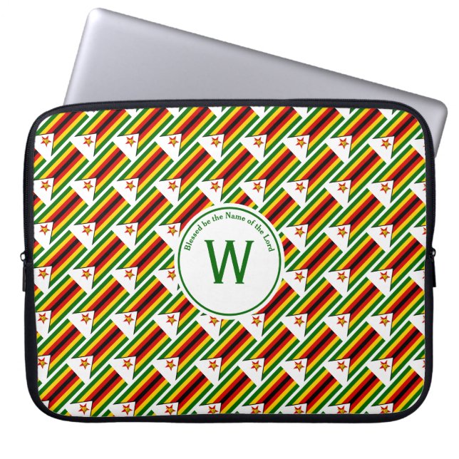 ZIMBABWE FLAG Custom Monogram Zimbabwean Laptop Sleeve (Front)