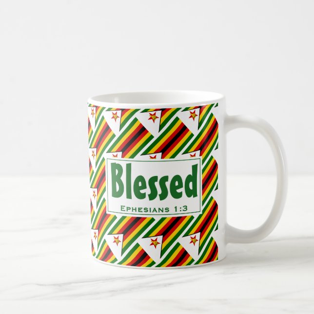 ZIMBABWE FLAG Custom Scripture BLESSED Zimbabwean Coffee Mug (Right)