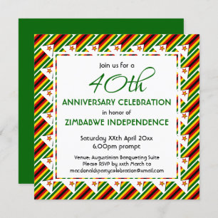 ZIMBABWE FLAG Customisable ANY YEAR OR EVENT Invitation