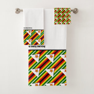 ZIMBABWE FLAG Customised Scripture WHITE Bath Towel Set