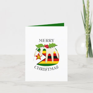 ZIMBABWE FLAG   Festive Plum Pudding   Christmas Holiday Card