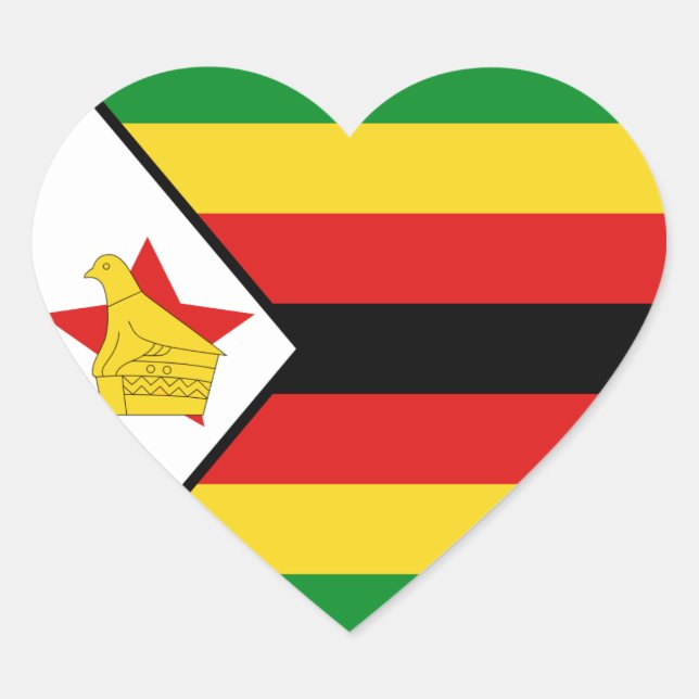 Zimbabwe Flag Heart Sticker (Front)