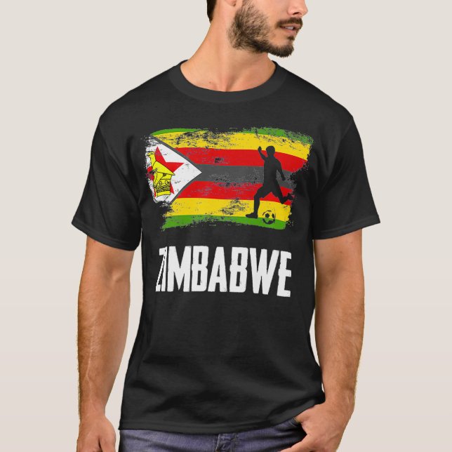 Zimbabwe Flag Jersey Zimbabwe Soccer Team Zimbabwe T-Shirt (Front)