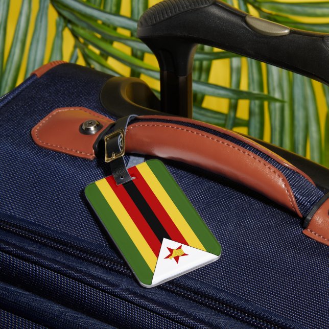 Zimbabwe flag luggage tag (Front Insitu 1)