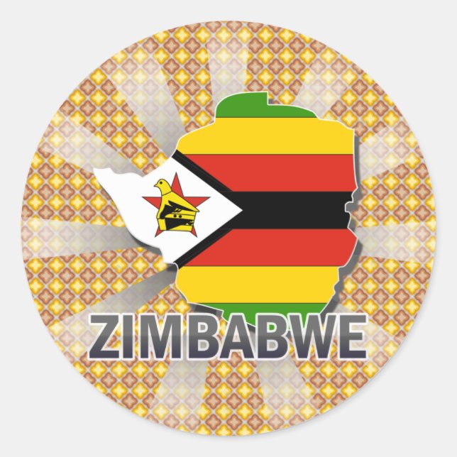 Zimbabwe Flag Map 2.0 Classic Round Sticker (Front)