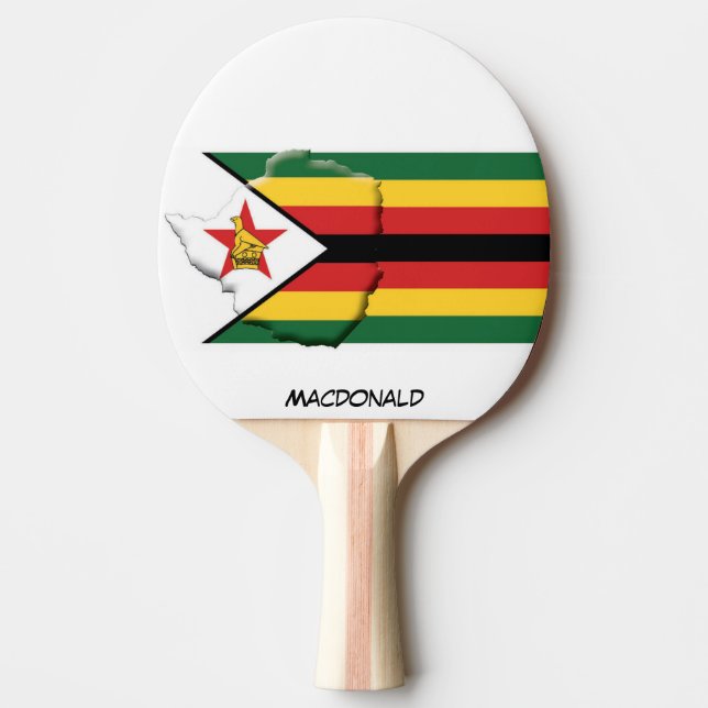 ZIMBABWE FLAG & MAP Personalised Ping Pong Paddle (Front)