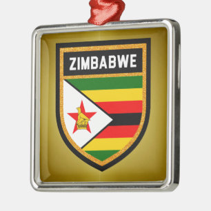 Zimbabwe Flag Metal Tree Decoration
