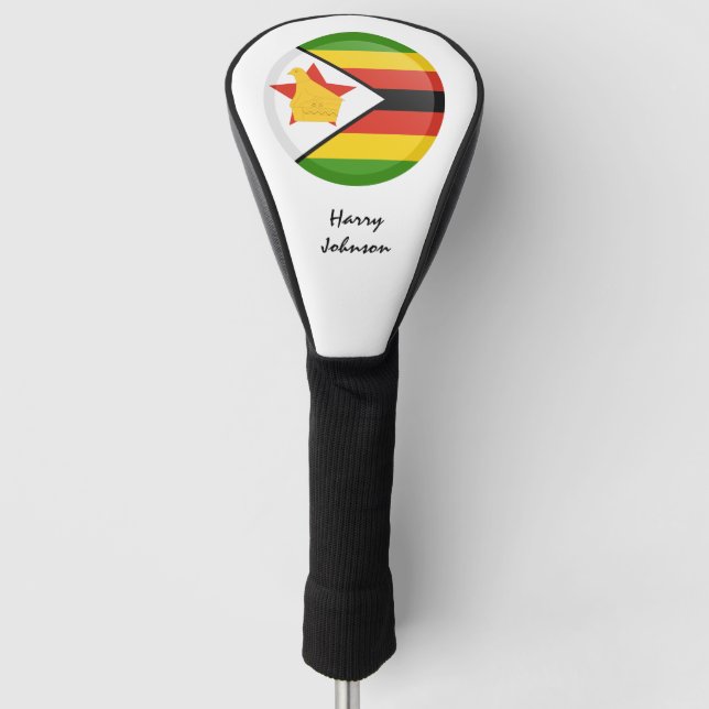 Zimbabwe Flag & Monogrammed Golf Clubs Covers (Front)