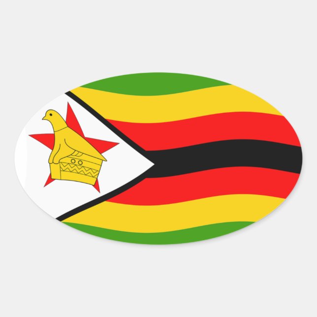 Zimbabwe Flag Oval Sticker (Front)