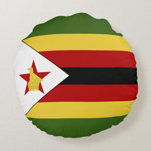 Zimbabwe flag round cushion (Back)