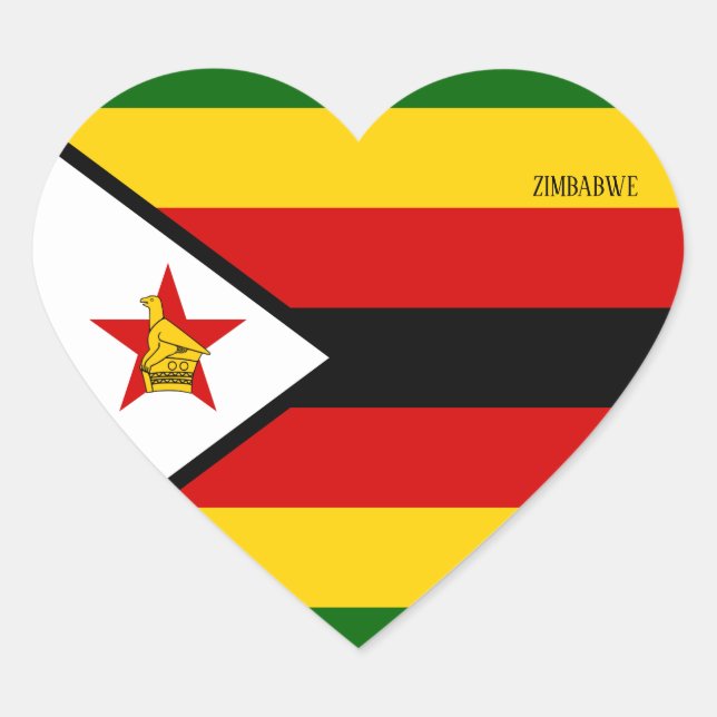 Zimbabwe Flag Splendid Patriotic Heart Sticker (Front)