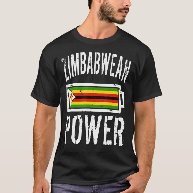 Zimbabwe Flag T-Shirt Zimbabwean Power Battery Pro (Front)