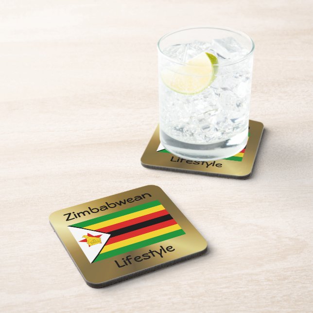 Zimbabwe Flag+Text Coaster (Right Side)