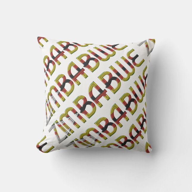 Zimbabwe Flag Typography Pattern African Country Outdoor Cushion (Front)