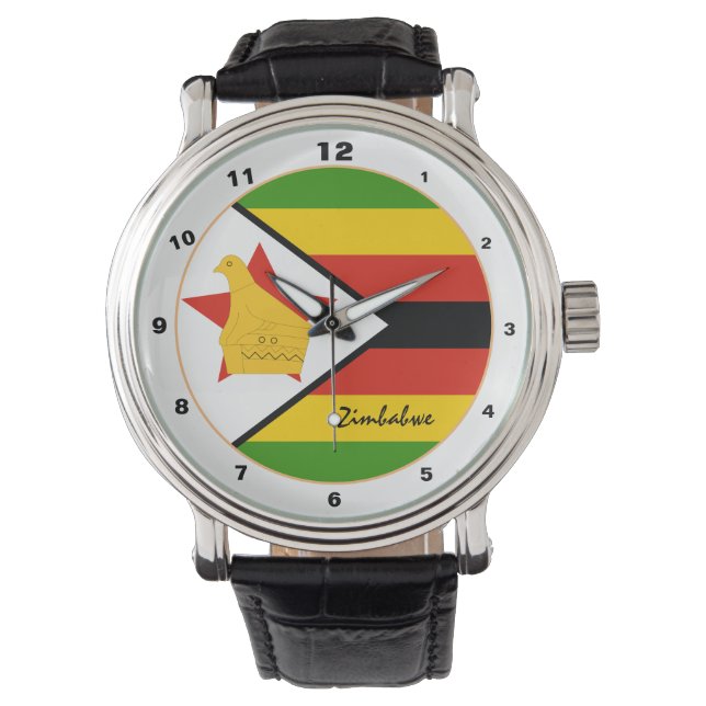Zimbabwe Flag watch, Zimbabwe fashion /design Watch (Front)