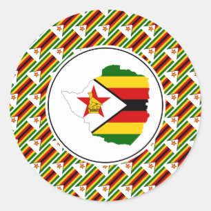 ZIMBABWE FLAG Zimbabwean Map Stylish Patriotic Classic Round Sticker