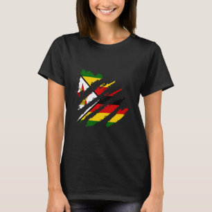 Zimbabwe Flag Zimbabwean Pride Bear Claw Zimbabwea T-Shirt