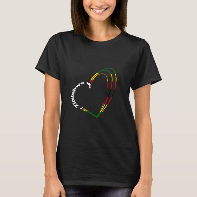 Zimbabwe Flag Zimbabwean Pride Heart Zimbabwean Ro T-Shirt (Front)