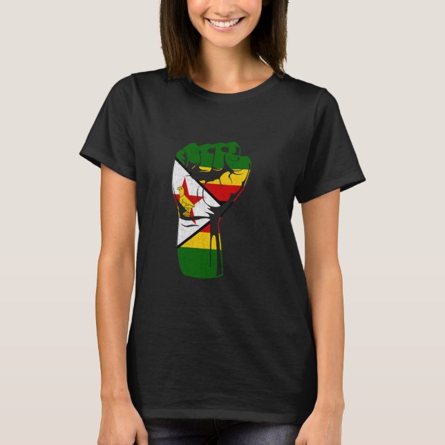 Zimbabwe Heritage Zimbabwean Pride Handfist Zimbab T-Shirt (Front)