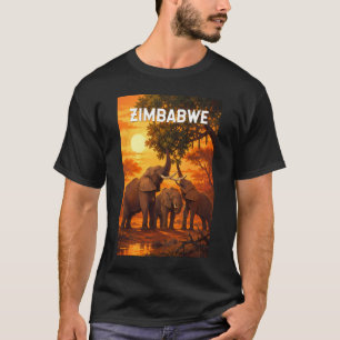 Zimbabwe Illustration Travel Art Vintage T-Shirt