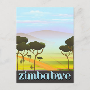 Zimbabwe landscape travel poster postcard