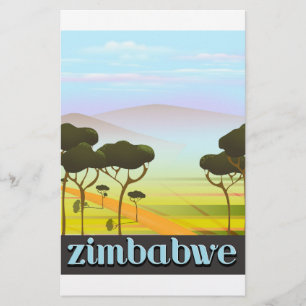 Zimbabwe landscape travel poster stationery