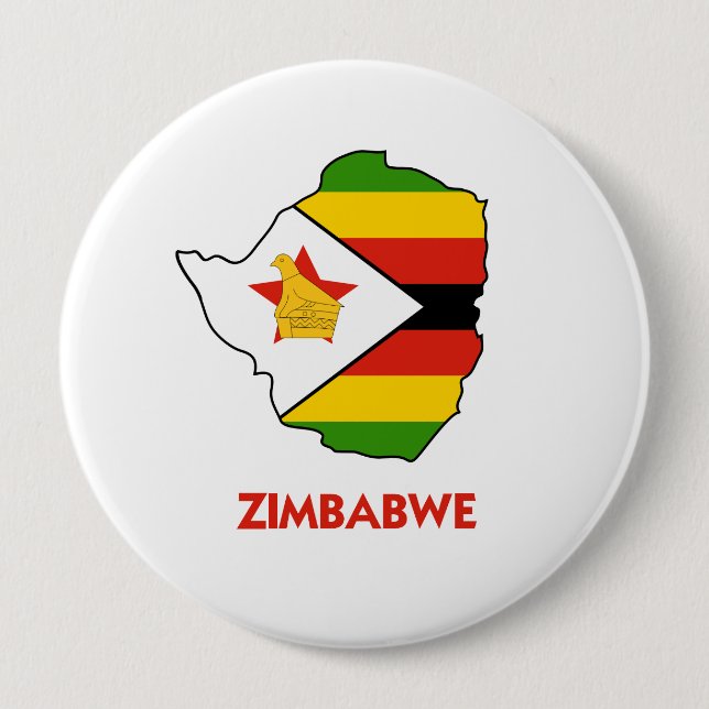 ZIMBABWE MAP 10 CM ROUND BADGE (Front)