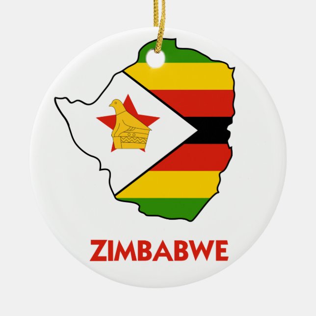 ZIMBABWE MAP CERAMIC TREE DECORATION (Front)