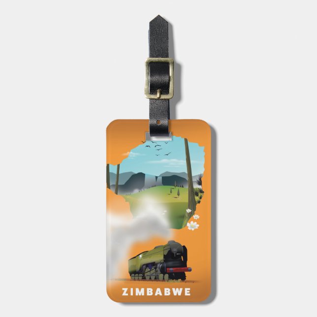 Zimbabwe Map illustrated travel poster Luggage Tag (Front Vertical)