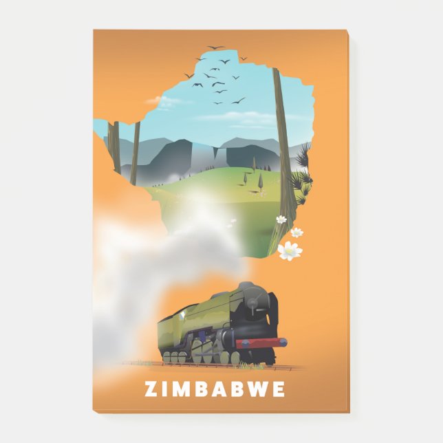Zimbabwe Map illustrated travel poster Post-it Notes (Front)