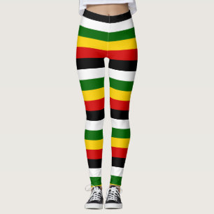 Zimbabwe National Flag Colours Horizontal Striped Leggings