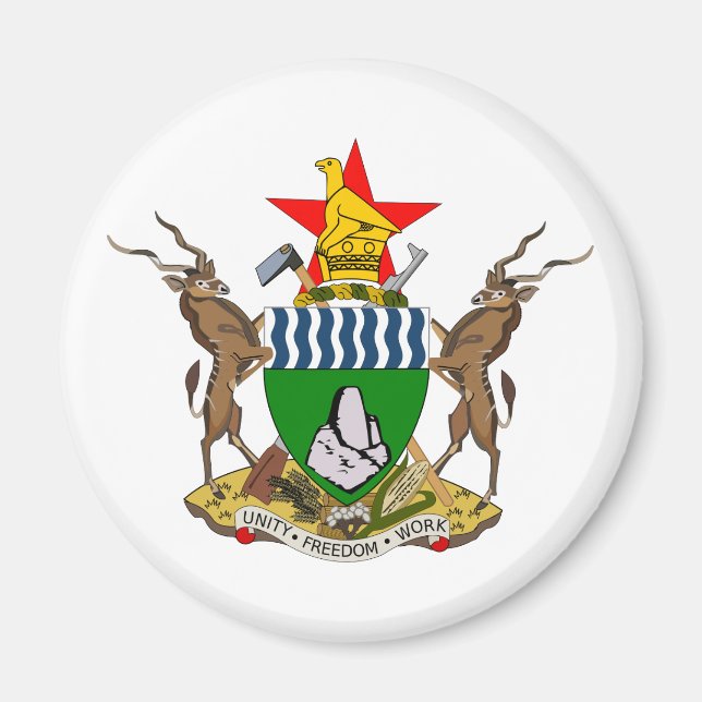 Zimbabwe Official Coat Of Arms Heraldry Symbol Magnet (Front)