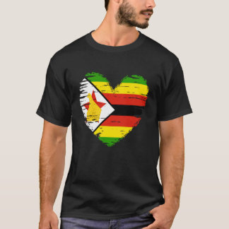 Zimbabwe Outfit - Zimbabwe Heart Flag - I Love Zim T-Shirt