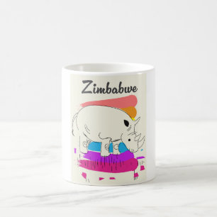 Zimbabwe retro travel logo coffee mug