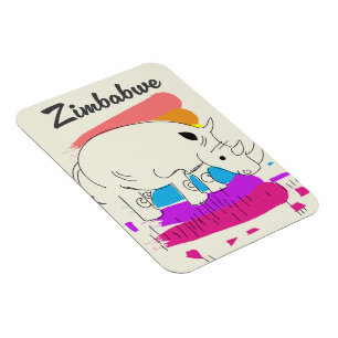 Zimbabwe retro travel logo magnet