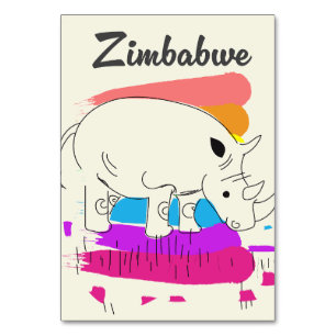 Zimbabwe retro travel logo table number