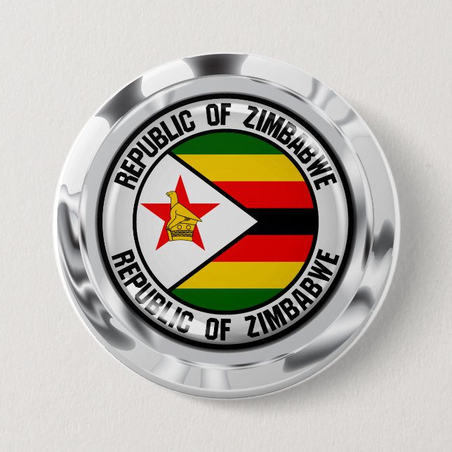 Zimbabwe Round Emblem 7.5 Cm Round Badge (Front)