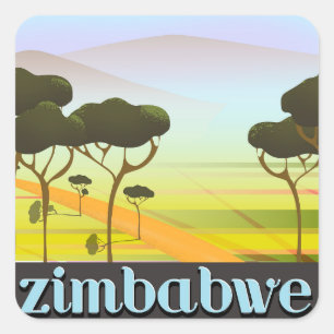 Zimbabwe vacation travel poster square sticker
