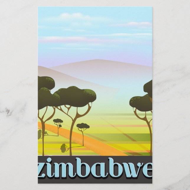 Zimbabwe vacation travel poster stationery (Front)