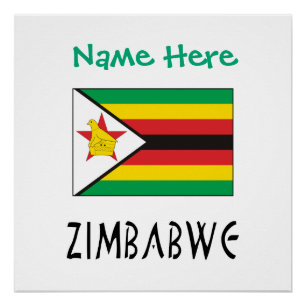 Zimbabwe Zimbabwe Flag Green Personalised  Poster