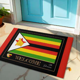 Zimbabwe & Zimbabwe Flag house /sports Welcome Doormat