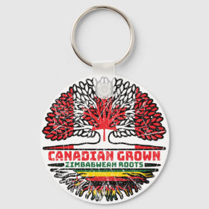 Zimbabwe Zimbabwean Canadian Canada Tree Roots Key Ring