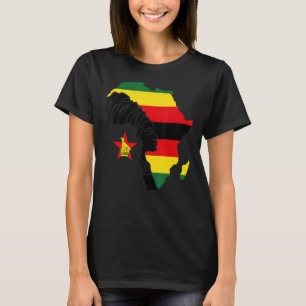 Zimbabwe Zimbabwean Flag Africa Map Ethnic Black W T-Shirt