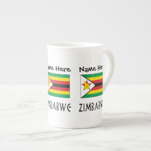 Zimbabwe Zimbabwean Flag Black Personalised Name Bone China Mug