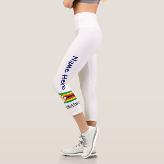 Zimbabwe Zimbabwean Flag Black Personalised Name  Capri Leggings