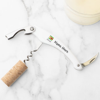 Zimbabwe Zimbabwean Flag Black Personalised Name Corkscrew