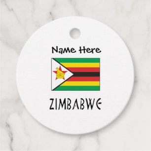 Zimbabwe Zimbabwean Flag Black Personalised Name Favour Tags